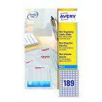 Avery Mini White Inkjet Label 25.4 x 10mm 189 Per Sheet (Pack of 4725) J8658-25