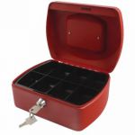 Q-Connect Red 8 Inch Cash Box KF04249