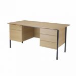 Serrion Ferrera Oak 1500mm Four Leg Desk with Double Pedestal KF838380
