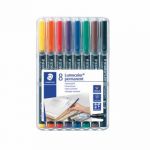 Staedtler Lumocolour Universal Pen Permanent Fine Assorted (Pack of 8) 318-WP8