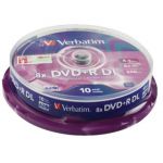Verbatim DVD+R 8X Double Layer Non-Printable Spindle (Pack of 10) 43666