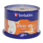 Verbatim 4.7GB 4x Speed Spindle DVD-R (Pack of 50) 43488