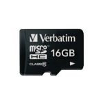 Verbatim Micro SDHC Class 10 16GB Memory Card With Adaptor 44082