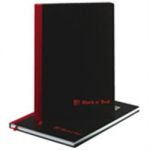 Black n Red Recycled Casebound Hardback Book A4 Feint-Ruled 192 Pages